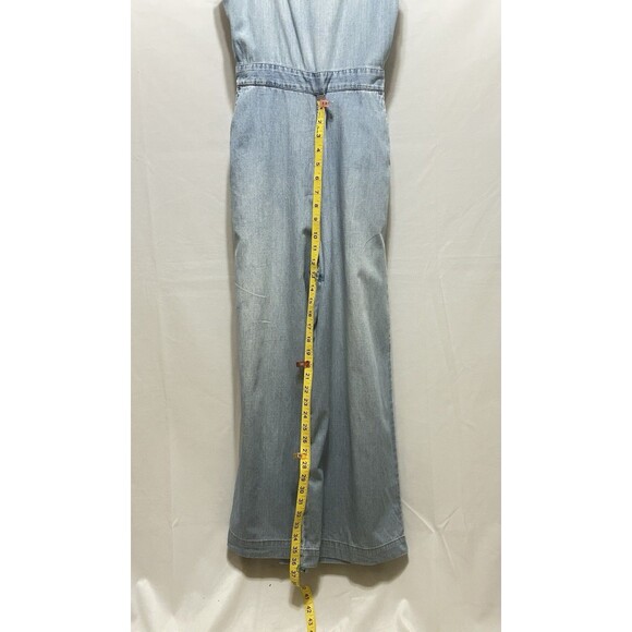Madewell Jumpsuit Denim Jean Chambray Muralist Tie Crop Waist Wide Leg Sz 2 - Picture 9 of 16